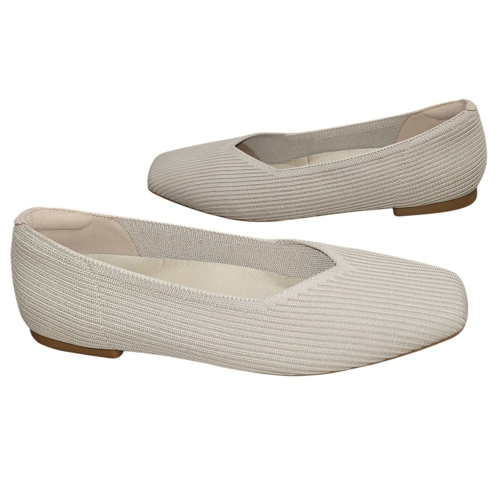 ARROMIC Tan Knit Arch Support Ballet Flat Shoes Minimalist Preppy 8 Tweed Office